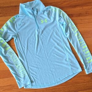 Under Armour Sky Blue Long Sleeve Tee with Neon Accents